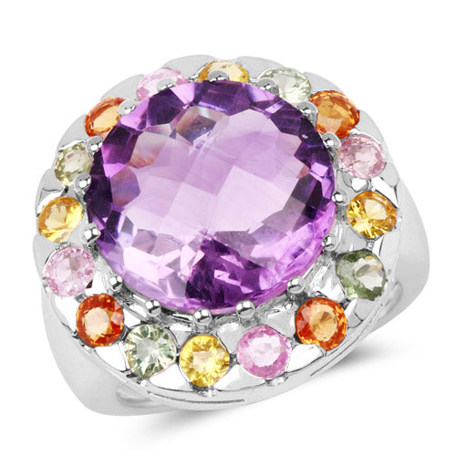 Bague de fiançailles en argent sterling .925 avec pierres multi-stones de 10,16 carats