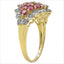 14K Yellow Gold Plated 2.08 Carat Ruby Cluster Ring