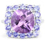 6.63 Carat Genuine Amethyst and Tanzanite Sterling Silver Ring
