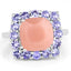Bague en argent sterling avec pierre de lune pêche et tanzanite de 6,70 carats