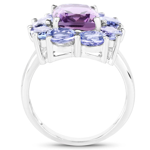 5.24 Carat Amethyst & Tanzanite Sterling Silver Ring