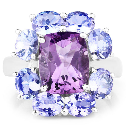5.24 Carat Amethyst & Tanzanite Sterling Silver Ring