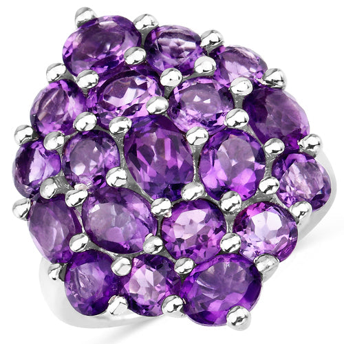 5.44 Carat Genuine Amethyst Sterling Silver Ring