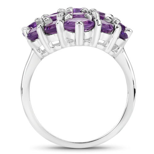5.44 Carat Genuine Amethyst Sterling Silver Ring