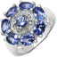 Bague en argent sterling avec tanzanite et topaze blanche de 2,58 carats
