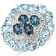 Bague en argent sterling avec topaze bleue de Londres et topaze blanche de 6,54 carats
