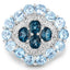 Bague en argent sterling avec topaze bleue de Londres et topaze blanche de 6,54 carats