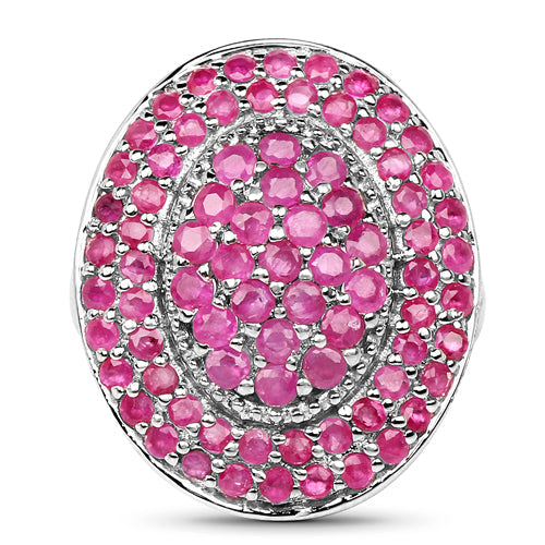 Bague de fiançailles en rubis véritable de 3,11 carats en argent sterling .925