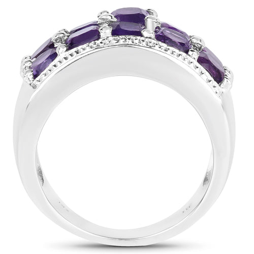 2.80 Carat Genuine Amethyst .925 Sterling Silver Engagement Ring