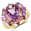 14K Yellow Gold Plated Amethyst & Diamond Cocktail Ring