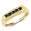 Anillo de Plata Esterlina con Diamante Azul Baño de Oro Amarillo de 14K