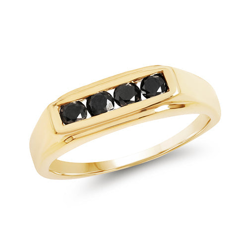 Bague de fiançailles en diamant noir plaqué or jaune 14K