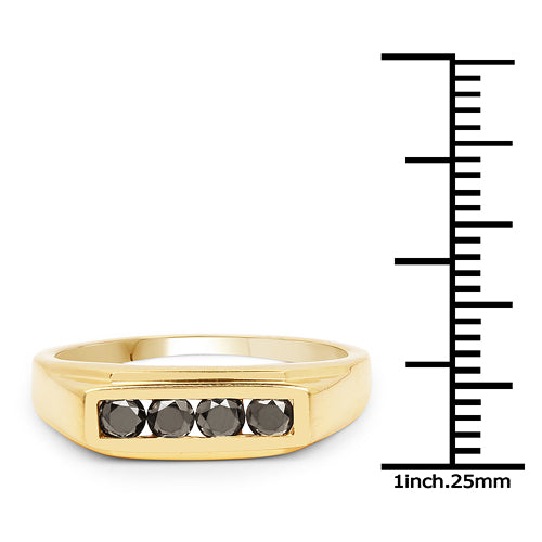Bague de fiançailles en diamant noir plaqué or jaune 14K