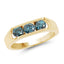 Bague de fiançailles en diamant bleu plaqué or jaune 14K
