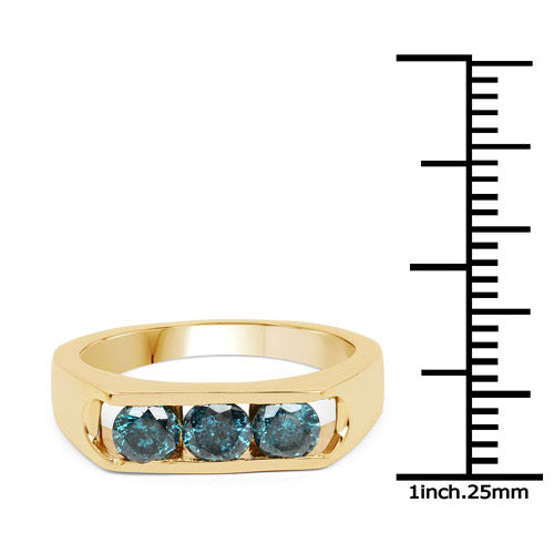 Bague de fiançailles en diamant bleu plaqué or jaune 14K