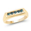 14K Yellow Gold Plated Blue Diamond Sterling Silver Engagement Ring