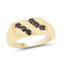 Bague en Argent Sterling Plaqué Or Jaune 14K avec Diamants Noirs