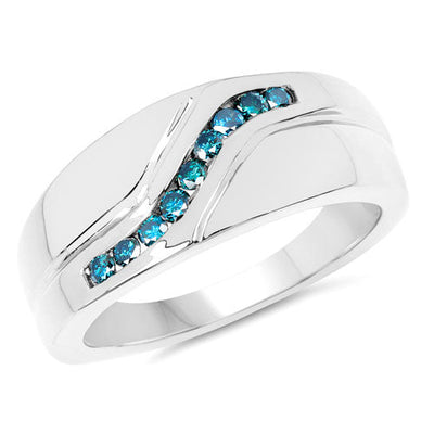 Bague de fiançailles en argent sterling avec diamant bleu véritable de 0,27 carat