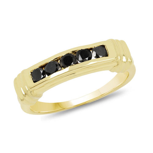 Bague de fiançailles en argent sterling avec diamant noir véritable de 0,50 carat