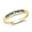 Anillo de Compromiso de Diamante Azul Baño de Oro Amarillo de 14K