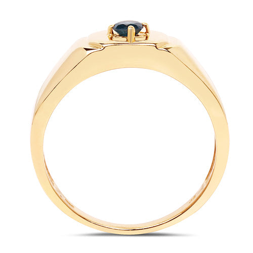 Bague de fiançailles en argent sterling plaqué or jaune 14K avec diamant bleu