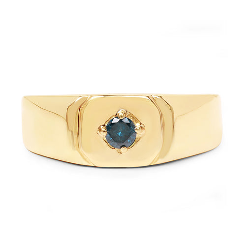 Bague de fiançailles en argent sterling plaqué or jaune 14K avec diamant bleu