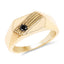 14K Yellow Gold Plated Black Diamond Sterling Silver Engagement Ring