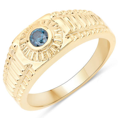Bague en argent sterling avec diamant bleu véritable de 0,20 carat