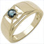 14K Yellow Gold Plated Blue Diamond Sterling Silver Engagement Ring