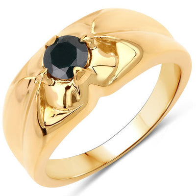 Bague de fiançailles en argent sterling avec diamant noir véritable de 0,50 carat
