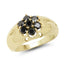 14K Yellow Gold Plated Black Diamond Sterling Silver Ring