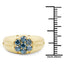 Anillo de Plata Esterlina con Diamante Azul Baño de Oro Amarillo de 14K