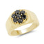 Anillo de Plata de Ley con Diamante Negro Baño de Oro Amarillo de 14K