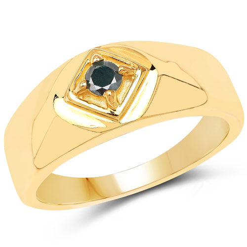 0.12 Carat Genuine Blue Diamond Sterling Silver Engagement Ring