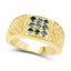 Anillo de Plata Esterlina con Diamante Azul Baño de Oro Amarillo de 14K
