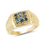 Bague en Argent Sterling .925 Plaquée Or Jaune 14K avec Diamant Bleu