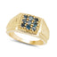 Bague en Argent Sterling .925 Plaquée Or Jaune 14K avec Diamant Bleu