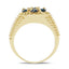 14K Yellow Gold Plated Blue Diamond Sterling Silver Engagement Ring