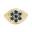 14K Yellow Gold Plated Blue Diamond Sterling Silver Engagement Ring