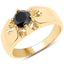 14K Yellow Gold Plated Black Diamond Sterling Silver Ring