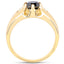 14K Yellow Gold Plated Black Diamond Sterling Silver Ring