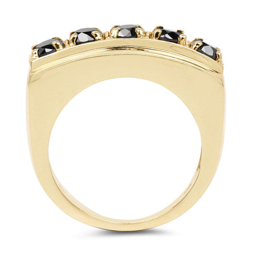 14K Yellow Gold Plated Black Diamond Engagement Ring