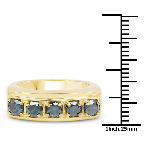 Bague de fiançailles en diamant bleu plaqué or jaune 14K