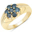 Anillo de Plata Esterlina con Diamante Azul Baño de Oro Amarillo de 14K