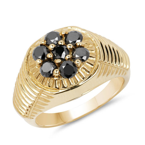 0.91 Carat Black Diamond Sterling Silver Engagement Ring