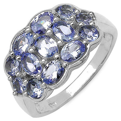 Bague de fiançailles en argent sterling avec tanzanite véritable de 1,73 carat