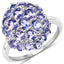 2.31 Carat Genuine Tanzanite Cluster Ring in Sterling Silver