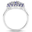 2.31 Carat Genuine Tanzanite Cluster Ring in Sterling Silver