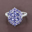 2.31 Carat Genuine Tanzanite Cluster Ring in Sterling Silver