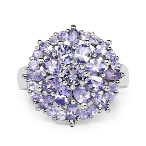 2.79 Carat Genuine Tanzanite Sterling Silver Engagement Ring